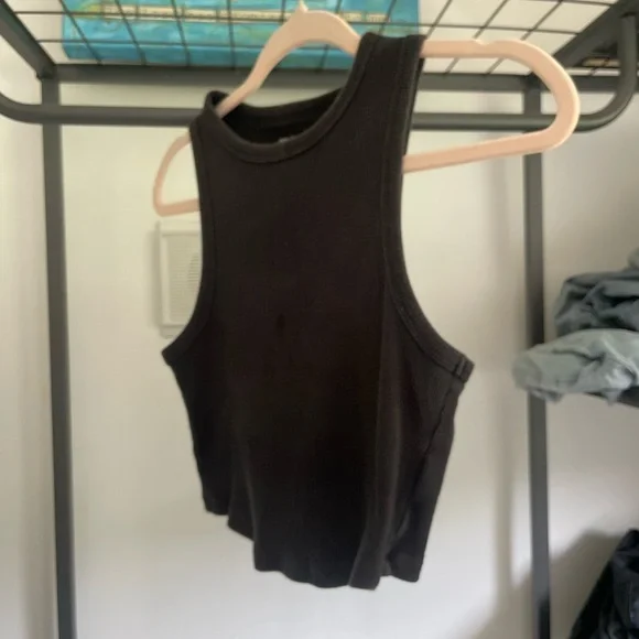 High Neck Aerie Ribbed Crop Tank - Picture 4 of 7